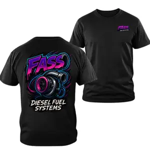 180g[100%cotton]FASS Diesel Turbo Graphic T-shirt, 2 Sides Neon Performance Fuel Systems Turbocharger Artwork, Soft Cotton Blend Workwear Tee for Men Women Mechanics Diesel Truck Fans Gift outdoorfun