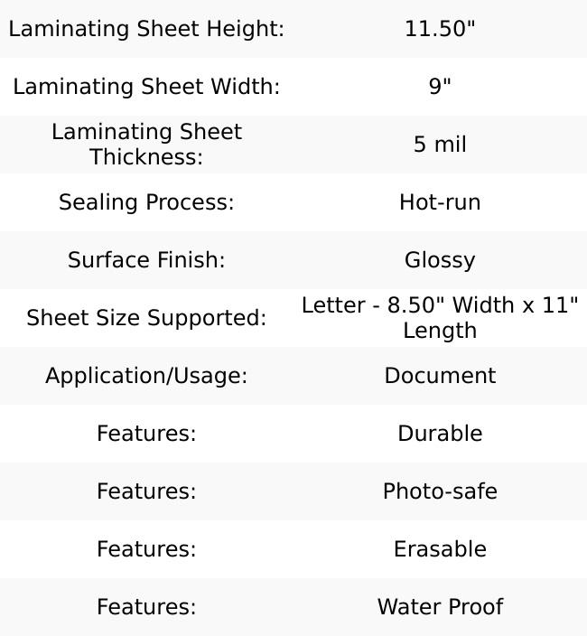 Fellowes Laminating Pouches Letter 5 mil, 200 Pack 8.50" x 11" Laminating Pouch