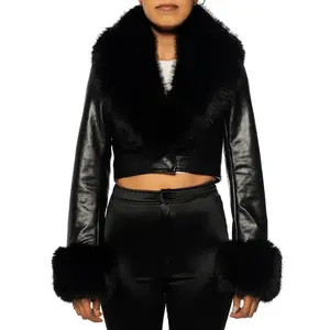 Gisele Cropped Jacket w/ Removable Faux Fur