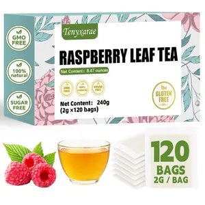 120-Count Organic Raspberry Leaf Teabags (2g Each) | 100% Natural Raspberry Leaves | Caffeine/Sugar/Gluten-Free Vegan Tea | Supports Herbal Wellness & Antioxidants | Individually Wrapped Eco-Friendly Bags