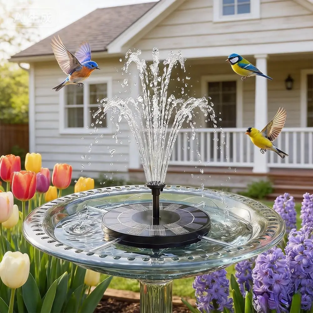 Solar Bird Bath Fountain Pump, Auto Solar Water Fountain for Patio Pond Decoration
