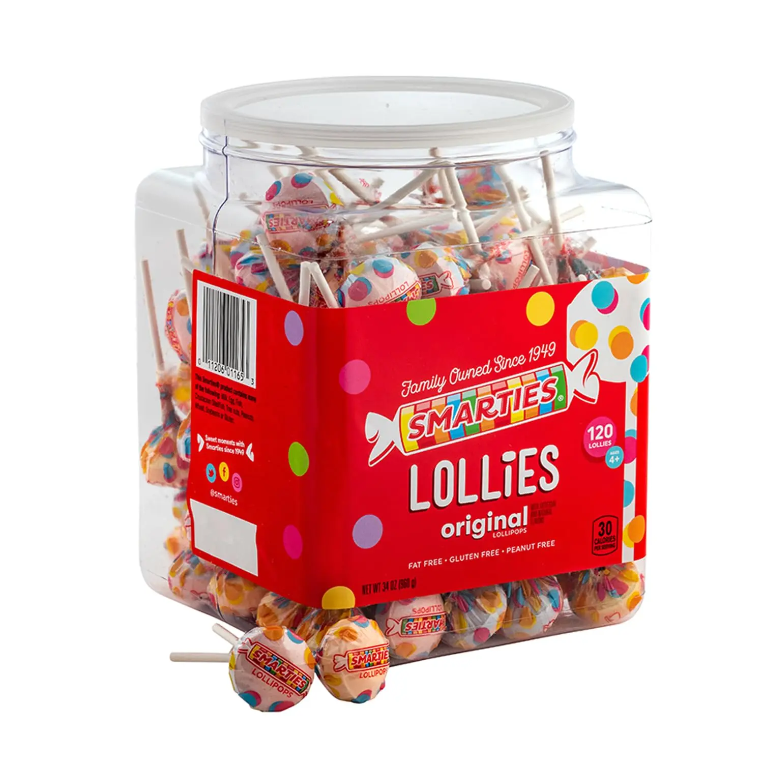 Lollipops Hard Candy Assorted Fruit Flavor Individually Wrapped Bulk Candy 34 oz Jar 120 Pieces Party Candy Sweet Treats