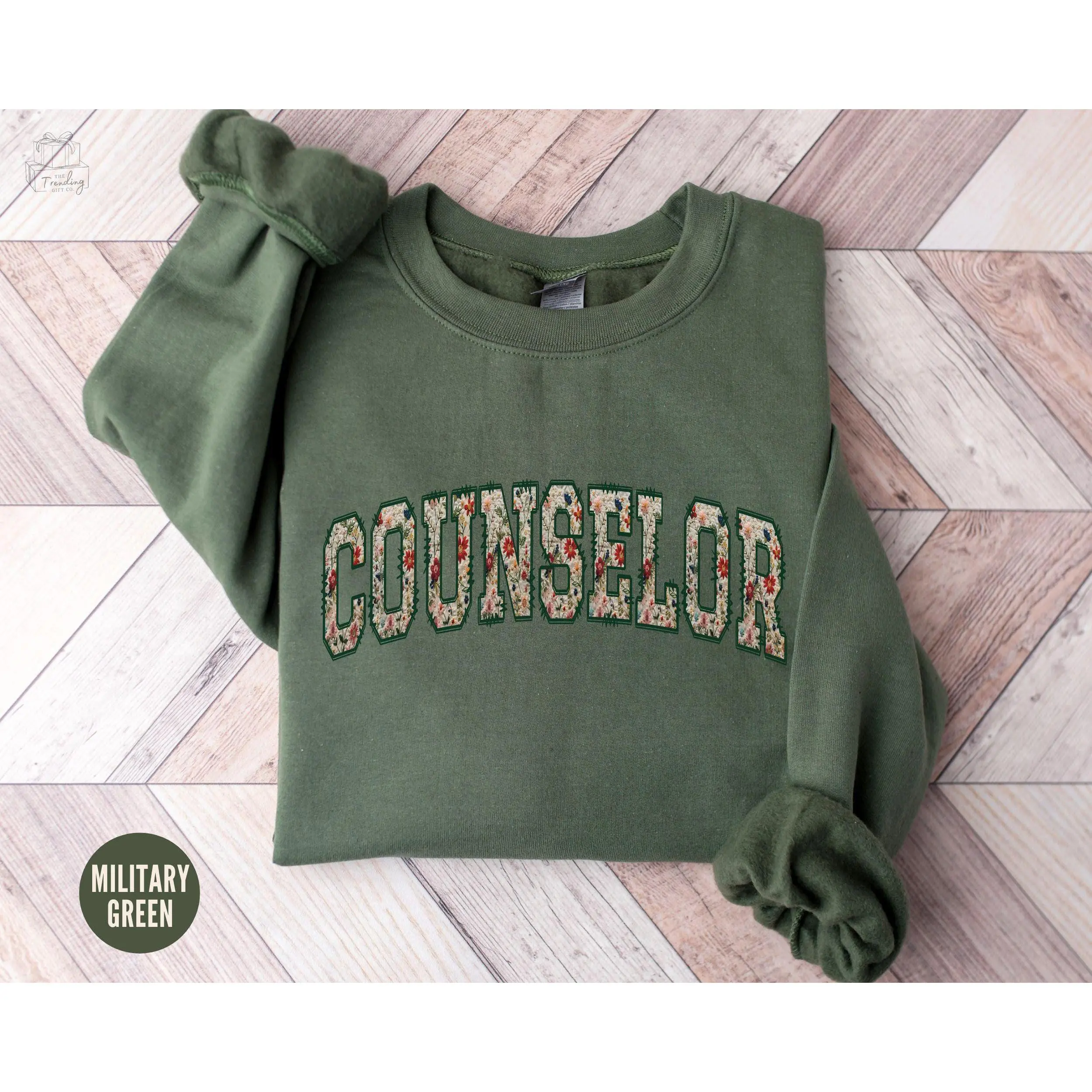 Floral Counselor T-Shirt OR sweatshirt , School Counselor Gift tee shirt Cotton Crewneck Fabric Bottom Drawstring