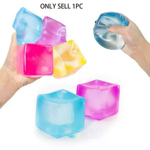 High-Density Gel Ice Cube Square, Stress Relief Sensory Toy, Relaxing Grip Desk Decor, Suitable for Ages 3+, 1pc Pressure Ball
