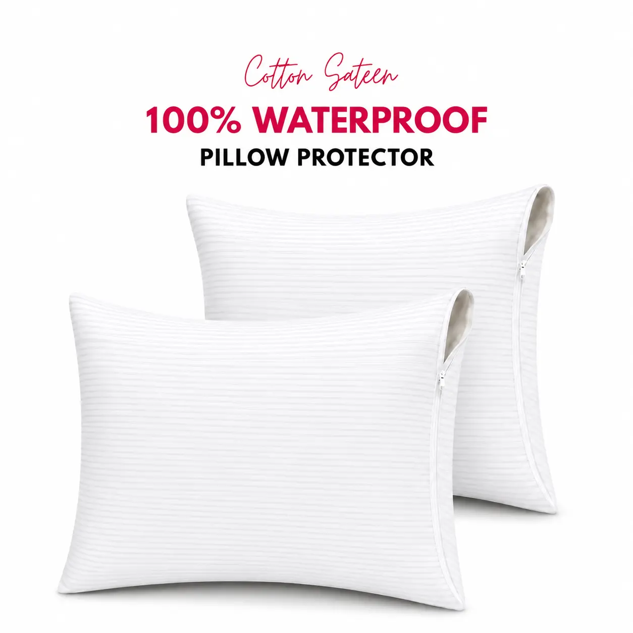 4-Pack 100% Egyption Cotton Pillow Protectors, Ultra Soft Hotel Quality Pillow Cases with Zipper, High Thread Count, Noiseless & Dust Mite Proof Pillow Cover, Machine Washable, Skin-Friendly, Standard, Queen, King Sizes