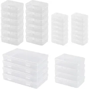 32Pcs Transparent Small Plastic Boxes, Plastic Storage Containers with Lid, Rectangular Empty Mini Storage Box for Small Items, Beads, Rings, Earrings, Screws (6.5/8.5 /11.5 /18 inch) - Home Improvement.