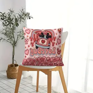 Mickey and Minnie Print Pillow, Soft Comfortable Square Cushion, Decorative for Living Room Bedroom Sofa Chair Bed Car Travel, Includes Pillow Insert