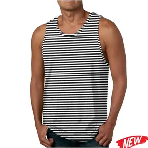 Raw Street Wear  Stripes Pattern Men's Tank Top 3d Printing Short Sleeves Summer Casual Running Vest Undershirt Crew Neck Tank Tops