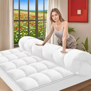 Extra Thick Cooling Mattress Topper, Soft Lightweight Mattress Pad Cover for Bedroom and Dorm, 3D+7D Down Alternative Fill Overfilled Plush Pillow Top