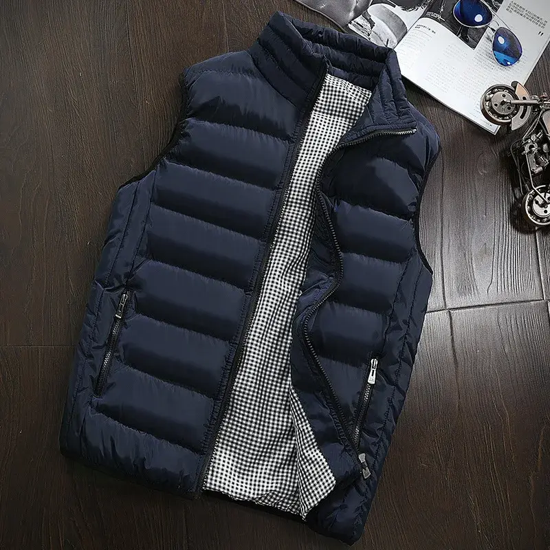Winter Padded Sleeveless Jacket Warm Thick Cotton Vest - Casual Windproof Quilted Gilet Waistcoat, wardrobe staple, must have item, layering piece, everyday wear, essential piece, trendy style, wardrobe essential