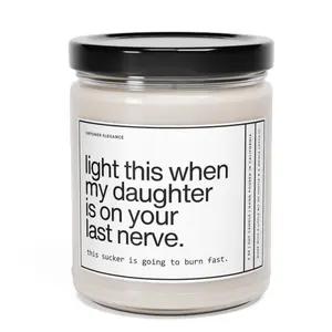 Future Son In Law Funny Wedding Gift Candle - 9oz Scented Soy Wax Candle with "Light This When My Daughter Is On Your Last Nerve" Design - Fruit