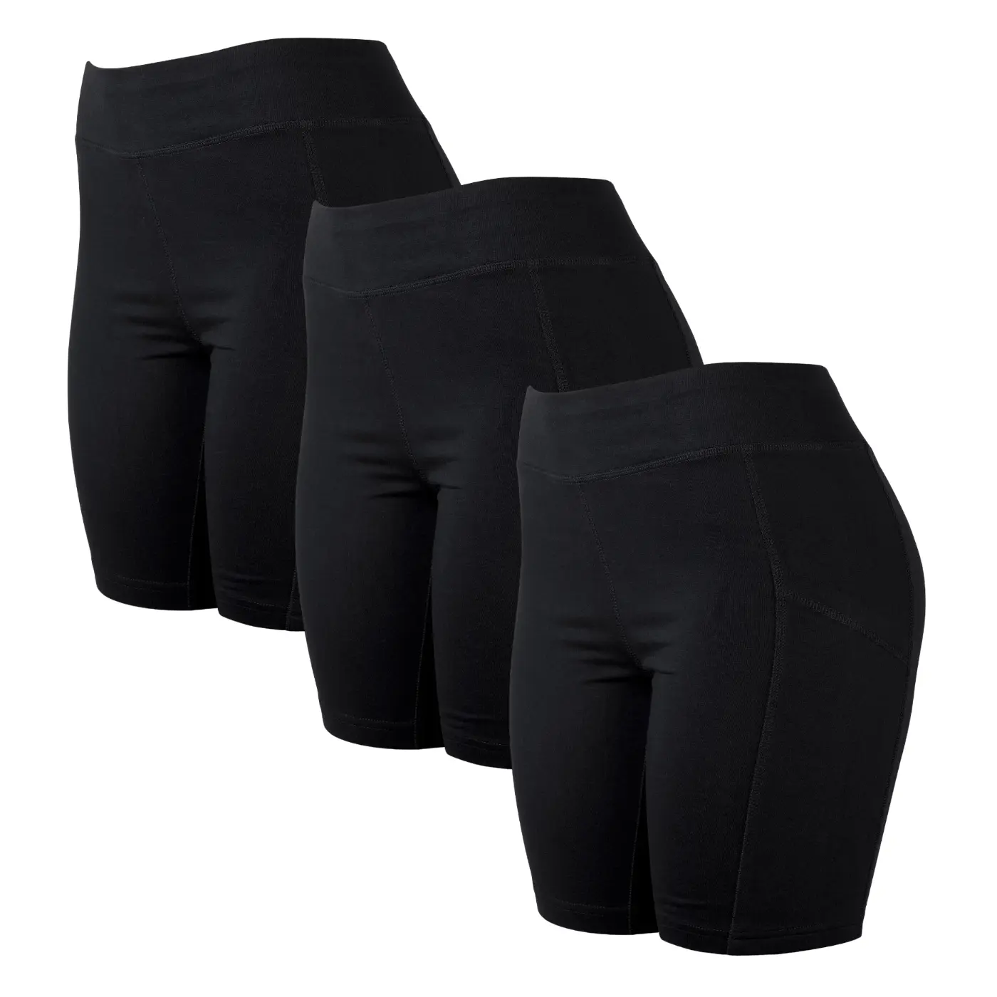 3 Pack Women's Cotton Biker Shorts Leggings With Pockets Stretchy High Waisted No See-Through Workout Running Cycling Tummy Control Comfort Activewear