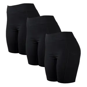 3 Pack Women's Cotton Biker Shorts Leggings With Pockets Stretchy High Waisted No See-Through Workout Running Cycling Tummy Control Comfort Activewear