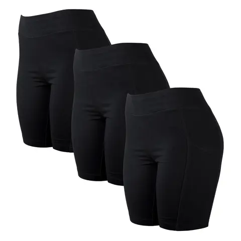 3 Pack Women's Cotton Biker Shorts Leggings With Pockets Stretchy High Waisted No See-Through Workout Running Cycling Tummy Control Comfort Activewear