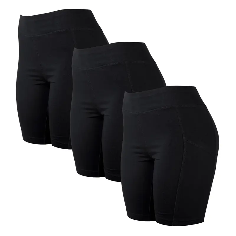 3 Pack Women's Cotton Biker Shorts Leggings With Pockets Stretchy High Waisted No See-Through Workout Running Cycling Tummy Control Comfort Activewear