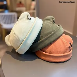 Unisex Bear Ear Brimless Cap with Rolled Cuff – Machine Washable Cute Design, Perfect for Sports Casual Outings & Daily Errands