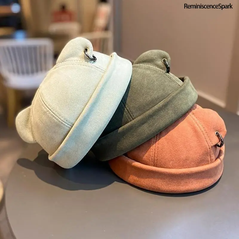 Unisex Bear Ear Brimless Cap with Rolled Cuff – Machine  display picture 1