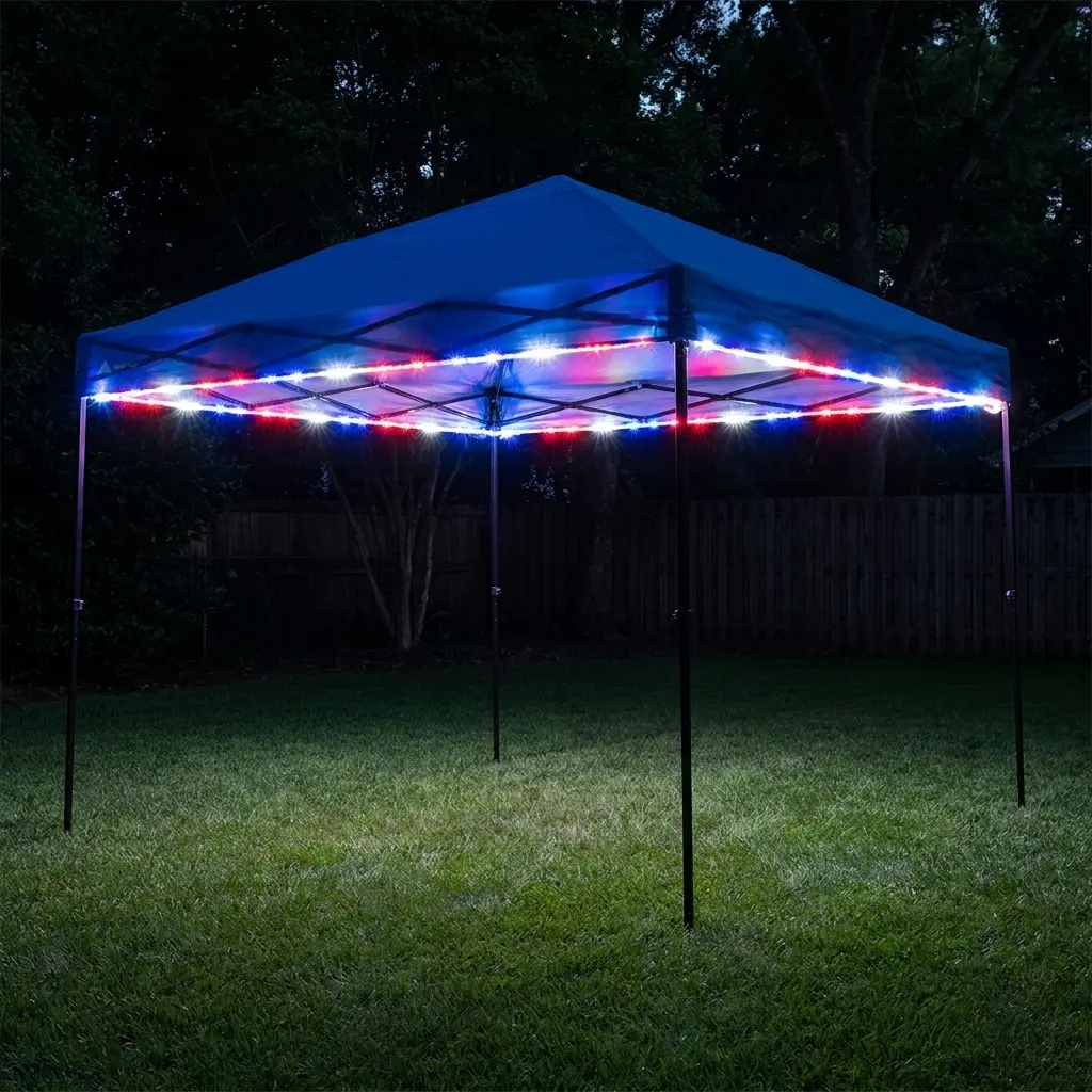 Patriotic Canopy & Camping Shelter (Light Only)- Made in USA Tailgate Essentials, Outdoor Night Market 10x10 Canopy Lights