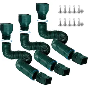 Rain Gutter Downspout Extensions, Flexible Downspout Extender for Rain Water Drainage, Down Spout Drain Extension Extendable from 21 to 68 Inches(3 Pack,Green)