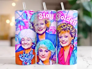 Golden Girls Stay Golden 20oz Tumbler Bottle Drinkware Lid Stainless Straw Insulated