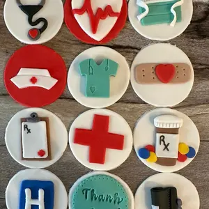 12 Fondant Cupcake Toppers