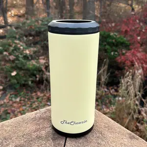 GOLDEN SAND! TheChewzie Brew & Chew Koozie Americana Collection. Chill Your Brew and Stash Your Chew/Zyn & Other Discreet Items in the Patented, Hidden, Secret Stash Container. Comes with separate coffee lid for hot or cold drinks.