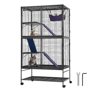 VEVOR 34 Rolling Metal Ferret Cage, Large 2 - Tier Critter Nation Cage, Small Animal Cage with Ramps Tray, Easy to Set up for Pet Rats, Hamster, Guinea Pig, Chinchilla, Squirrel, Hedgehogs, BunnyVEVOR Super Brand Day