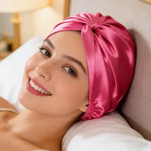 Silk Satin Hair Bonnet for Women Adjustable Satin Lined Bonnet for Curly Straight Braided Hair Frizz Control Overnight Care Smooth Fabric Haircare Heatless Curling
