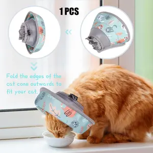 Adjustable Elizabethan Collar for Dogs & Cats, Prevents Licking Wounds, Post-Surgery Cone, Magic Tape Closure, Sizes S M L