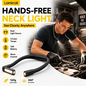 Lamicall Multifunctional Adjustable Neck Light - 3 Color Temps, Dual-Light Source, Long Battery Life, USB-C Charging Device, Ideal for Reading, Camping, Outdoor Repairs