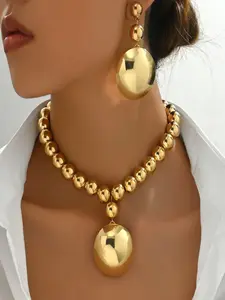 Ball Jewelry Set for Women, Necklace and Earrings, Rough Polished Beads Design, Perfect for Parties and Dates