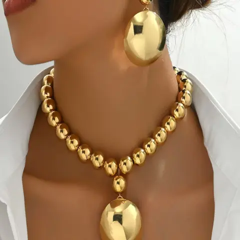Ball Fashionable Trendy Jewelry Set for Women, Necklaces Earrings Set, Jewellery Gift Set, Rough Polished Beads Design, Perfect for Parties and Dates, Jewelry Gift Set