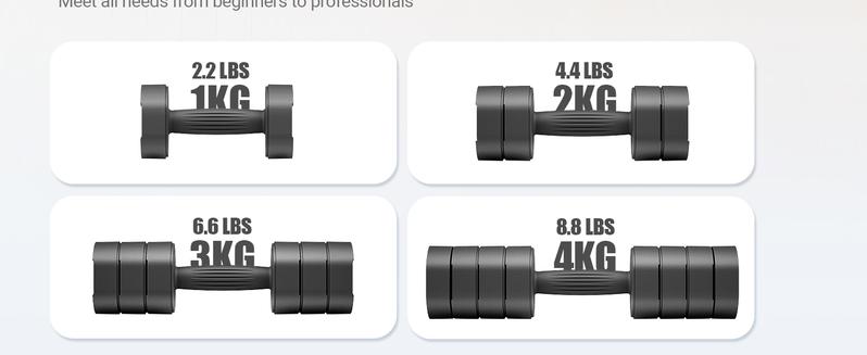 Merach Adjustable Dumbbell Set, 4 in 1 Free Weights Dumbbells Each 2.2-8.8LBS Hand Weights for Women Soft Rubber Handle for Home Gym Exercise Training