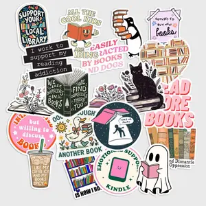 Sticker Pack 20 pcs Book Lover Stickers, Reading Aesthetic Vinyl Decals
