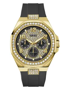 GUESS Male Gold-Tone and Black Multifunctional Watch