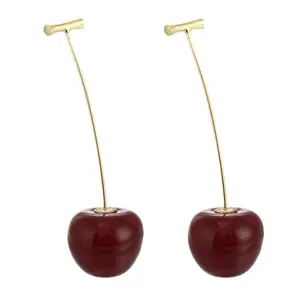 FlashyStudioNYC Cherry Fruit Design Earrings, Fruit Inspired Earrings, Summer Time Earrings, Cherry Jewelry Real Cute Girl Earrings Fashion