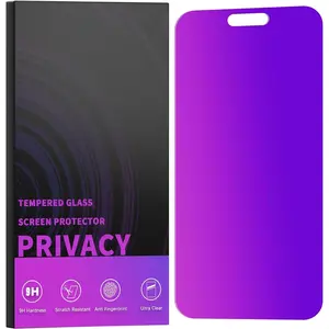 Compatible for  15/ 16  Screen Protector Tempered Glass 6.1 Inch,  Gradient Anti Spy Anti Blue Light  Easy Installation