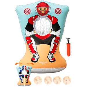 Kids Baseball Pitching Target Game – Inflatable Throw & Toss Set w/ 4 Balls | Indoor & Outdoor Fun