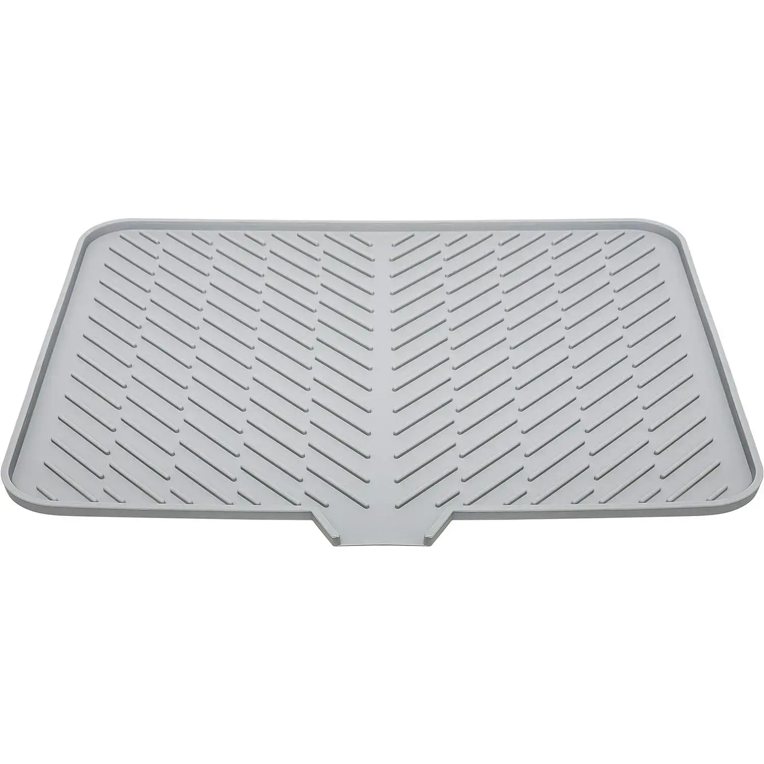 Silicone Dish Drying Mat 23 X 17 Grey with Built-in Drain Lip Hygienic Sturdy Compact Easy to Clean Tray Protects Surfaces Prevents Water Build Up