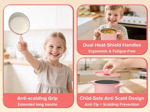 GOTOOFUN 4-Color Kids Real Mini Cooking Set (Ages 8-12) - Safe Montessori Kitchen Toy with Knife & Dishes | Halloween, Thanksgiving & Christmas Gift for Girls & Boys