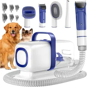 Dog Grooming Kit with Pet Grooming Vacuum, Dog Clipper, Pet Grooming Shedding Brush, Cleaning Tool in 1, Low Noise Dog Vacuum for Dogs Cats