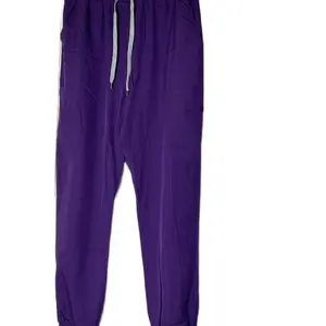 Eggplant Stretched Scrub Uniform Set Large Purple Medical Scrubs with Front Pocket Short Sleeve Jogger Pants