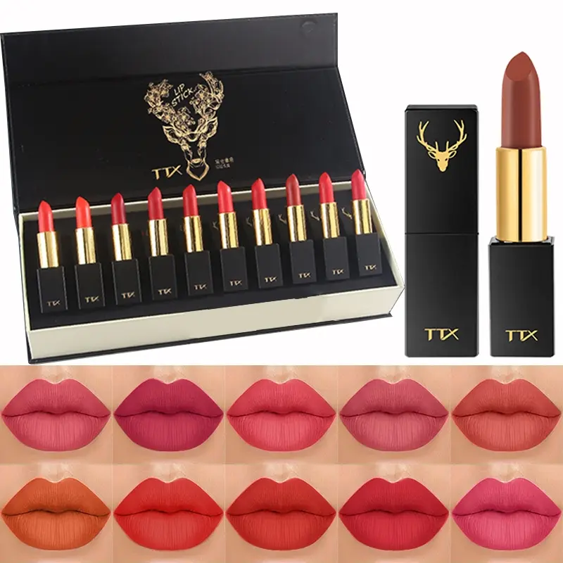 10 Color Matte Lipstick Set, Long-Lasting Waterproof Non-Stick Cup, Perfect Gift for Women, Lip Color Pigment, Makeup, Cosmetic