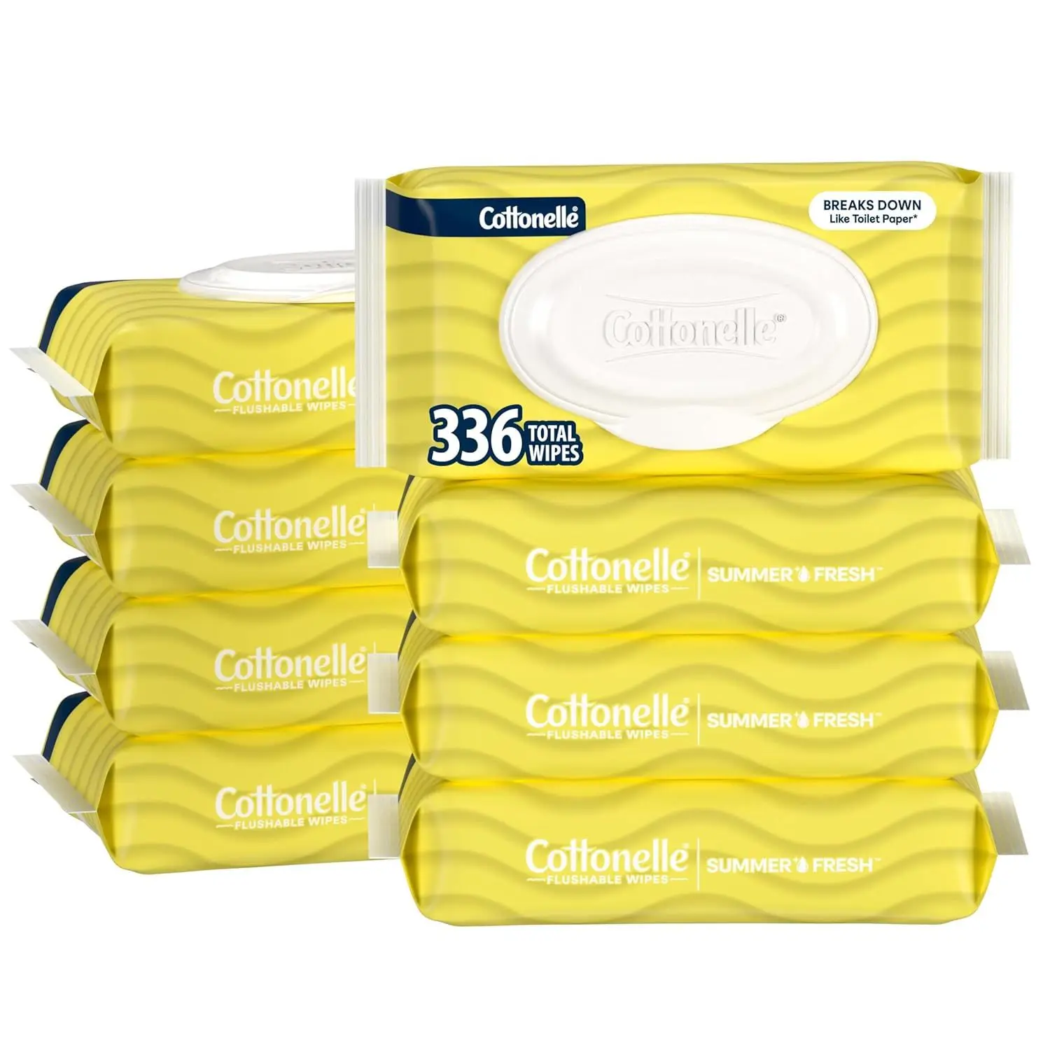 Cottonelle GentlePlus Flushable Wet Wipes with Aloe & Vitamin E, 4 Flip-Top Packs, 42 Wipes Per Pack (168 Total Wipes), Packaging May Vary
