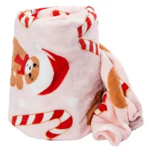 Christmas Teddy bear Soft Plush Throw Blanket