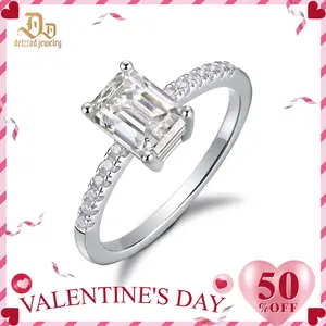 Delzzad 3ct Octagon Solitaire Ring Synthetic Moissanite Ring Band In 925 Sterling Silver Christmas Gift