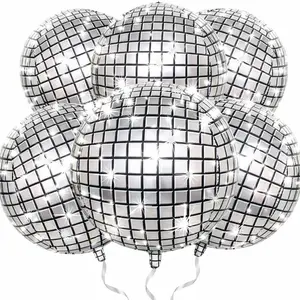 6 count  22 Inch Disco Ball Balloons, Balloon Kit with Straw, NYE 2026   Decor, Disco Themed Birthday Party Decorations, Bachelorette Groovy 80s 70s Party Supplies