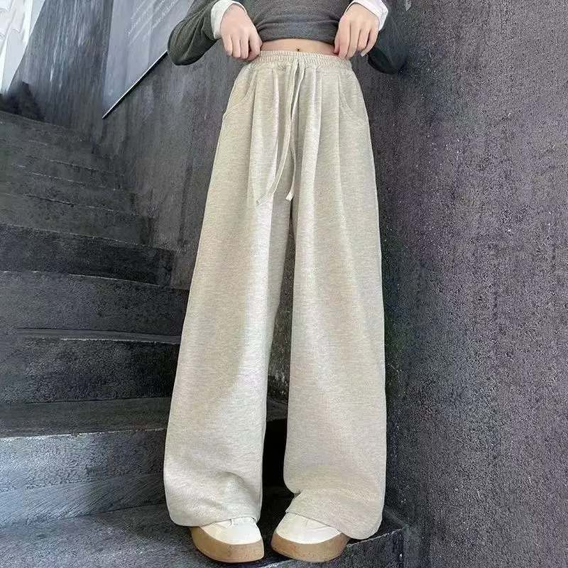 Girls' Wide-Leg Pants for Fall/Winter 2026, Loose Straight Pants, Children's Soft Pants, Winter Wear for Older Girls, Fleece-Lined Pants