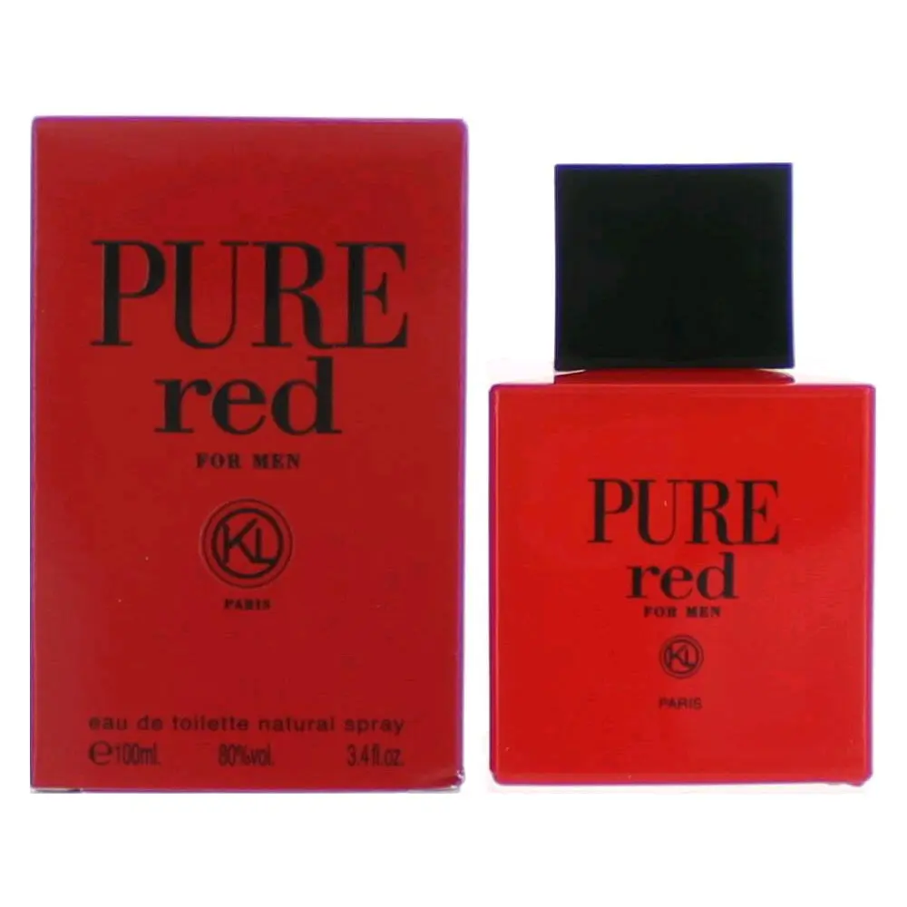 Pure Red by Karen Low, 3.4 oz EDT Spray for Men, Vanilla Scents, 3.4 Fl Oz, Spray Bottle, Lemon, Raspberries, Citrus Wood, Cranberry Sage, Coffee Undertones, Deep Woody Undertones