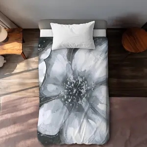 Begin Home Decor C1DCTSW05PMANA Abstract White Orchid Beige Twin Size Duvet Cover - Elegant Home Decor